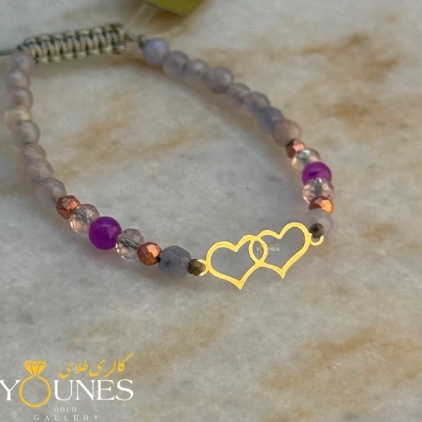 دستبند دو قلب طلا لیزری